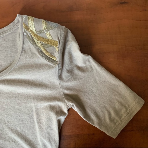 Ann Taylor Small Tan Cotton Short Sleeve Tee - Picture 4 of 10